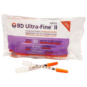 Seringa para Insulina com Agulha Fixa 0,3ml 8 x 0,3mm Ultra-Fine II com 10un. BD