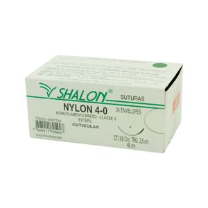 Fio para Sutura Nylon 4-0 Com Agulha Triangular de 2,5cm e 3/8 Shalon