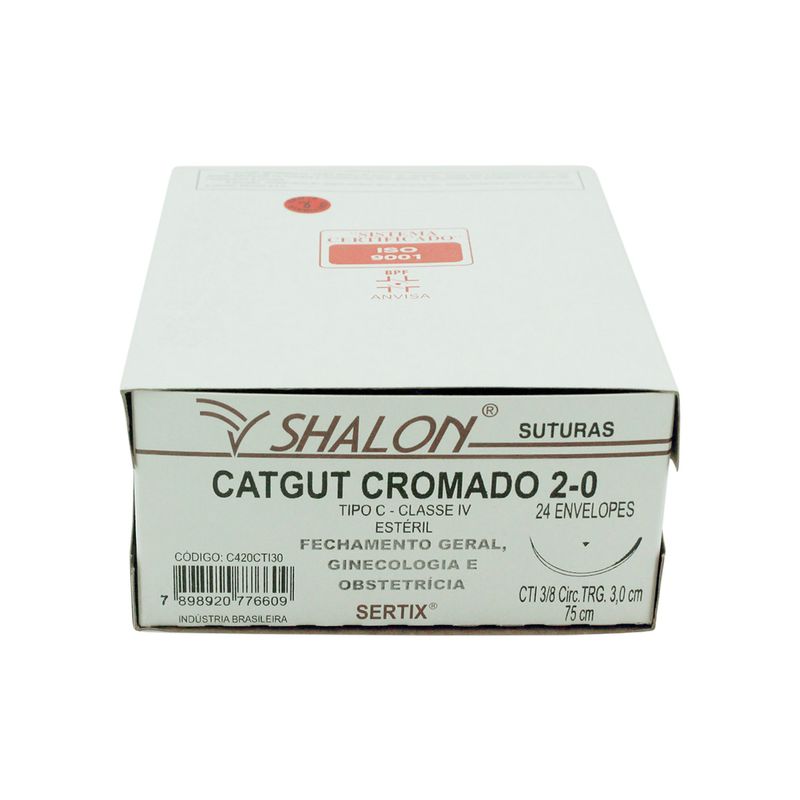 Fio-para-Sutura-Shaldon-CatGut-Cromado-2-0-Com-Agulha-Triangular-de-30cm-e-38_2