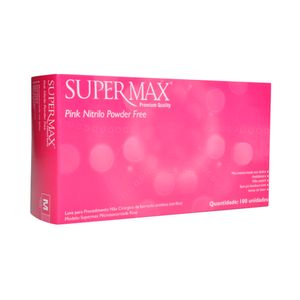 Luva Procedimento Nitrílica Sem Pó Pink com 100 un Supermax