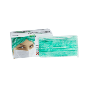 Máscara Tripla Descartável com Elástico Verde com 50un. Protdesc