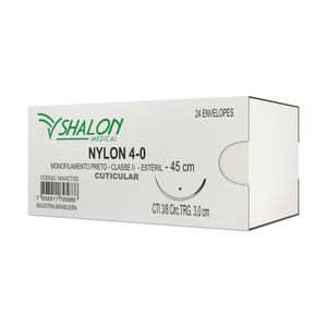 Fio para Sutura Nylon 4-0 Com Agulha Triangular de 3,0cm e 3/8 Shalon