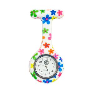 Relógio de Lapela Branco Floral Ortho Pauher