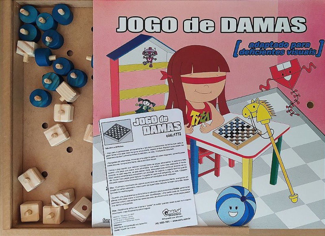 Jogo de Damas Adaptado em MDF com Estojo