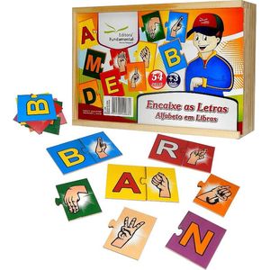 Alfabeto em Libras Encaixe as Letras 54 Peças em MDF