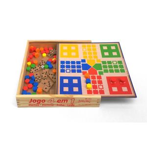 Jogo de Damas, Trilha, Ludo e Dominó 4 em 1