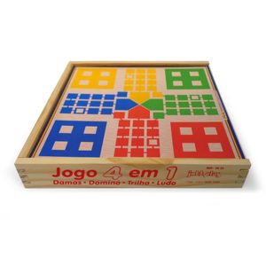 Jogo de Damas, Trilha, Ludo e Dominó 4 em 1