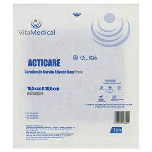 Curativo Acticare Carvão Ativado com Prata 10,5x10,5cm 1un.