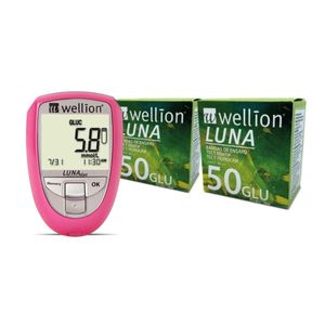 Aparelho de Colesterol e Glicemia Rosa + 100 Tiras