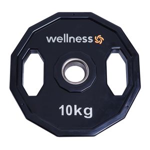 Anilha Olímpica Poliuretano 12 Faces de 10 KG Wellness - WK016