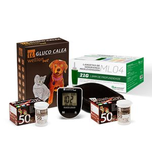 Aparelho de Glicemia Veterinário + Tiras + Lancetas