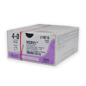 Fio de Sutura Vicryl Poliglactina 4-0 Ag. 1/2 16mm com 12un. J107G