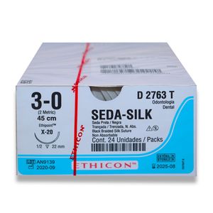 Fio de Sutura Ethicon Seda 3-0 Ag. 1/2 22mm com 24un. D2763T
