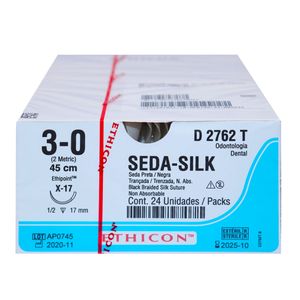 Fio de Sutura Ethicon Seda 3-0 Ag. 3/8 30mm com 24un. D2762T