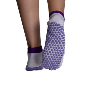 Par de Meias para Pilates Branco Roxo - Tam 34-38 F3-BRX -  Acte Sports