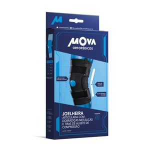 Joelheira Articulada com Dobradicas Metálicas e Tiras de Ajuste de Compressão - Mova Ortopédicos