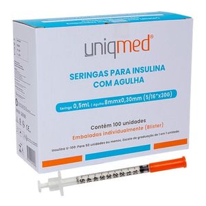 Seringa para Insulina com Agulha 0,5ml 30G 5cx com 10un.