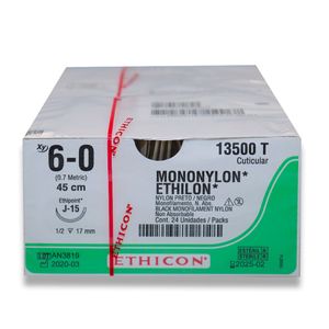 Fio de Sutura Mononylon Preto 45cm 6-0 Ag. 1/2 17mm com 24un. 13500T