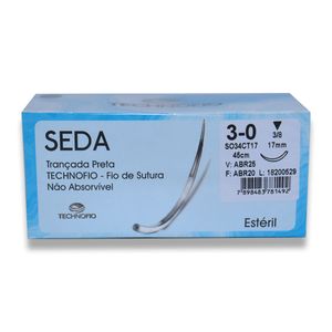 Fio de Sutura Seda 3-0 Ag. 3/8 17mm com 24un. Technofio