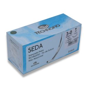 Fio de Sutura Seda 3-0 Ag. 3/8 17mm com 24un. Technofio