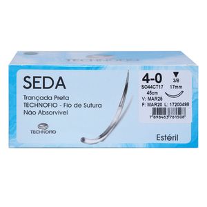 Fio de Sutura Seda 4-0 Ag. 3/8 17mm com 24un. Technofio