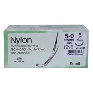 Fio de Sutura Nylon 5-0 Ag. 1,5cm 1/2 com 24un. Technofio