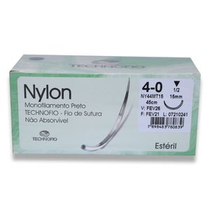 Fio de Sutura Nylon 4-0 Ag. 1,5cm 1/2 com 24un. Technofio