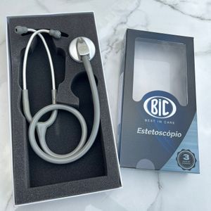 Estetoscópio Adulto Standard Cinza BIC - Ideal para Estudantes Enfermagem e Veterinária