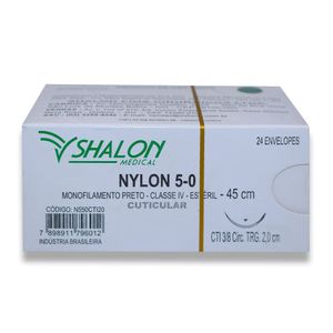 Fio de Sutura Nylon Cuticular Nº 2-0 com Agulha 2cm 24Un - Shalon