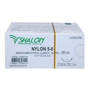 Fio de Sutura Nylon Cuticular Nº 2-0 com Agulha 2cm 24Un - Shalon