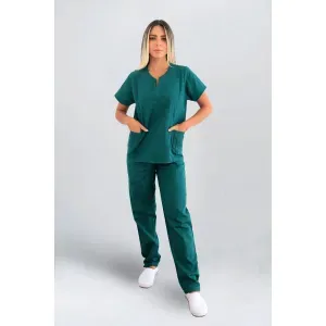 Scrub Feminino Brim Leve Verde Escuro