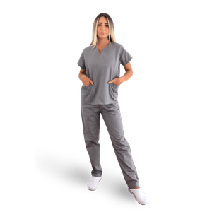 Scrub Feminino Brim Leve Cinza