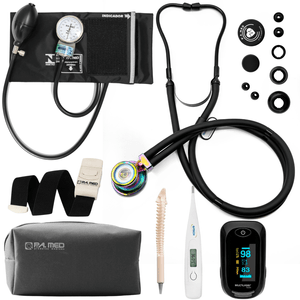 Kit Enfermagem Completo Estetoscópio Ap Pressão Garrote Oxímetro Termômetro (Black Rainbow)