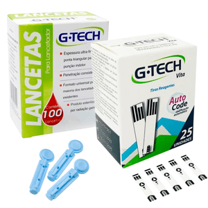 Kit Glicemia G-Tech 100 Lanceta + 50 Tira Reagente Vita