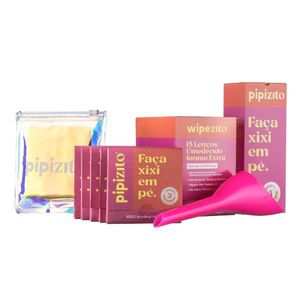 Kit Completo: 1 Pipizito Reutilizável + 15 Pipizitos Descartáveis + 15 Wipezitos + Porta Pipizito - Branco