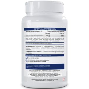 VITAMINA K2 CONCENTRADA MENAQUINONA MK-7 60 CAPS - BIONUTRI