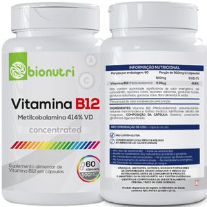 VITAMINA B12 CONCENTRADA METILCOBALAMINA 60 CAPS - BIONUTRI