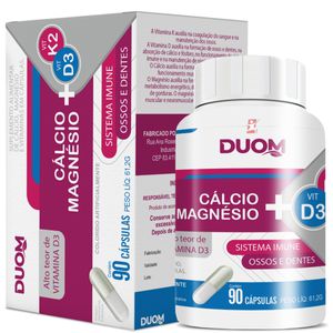 CÁLCIO + MAGNÉSIO + VITAMINAS K2 E D3 COM 90 CÁPSULAS DUOM
