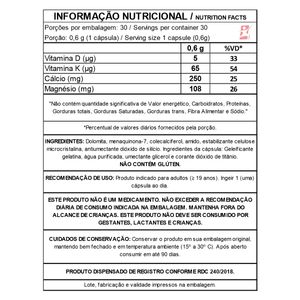DOLOMITA COM MAGNÉSIO VITAMINA D E VITAMINA K 60 CÁPSULAS - TAKE CARE