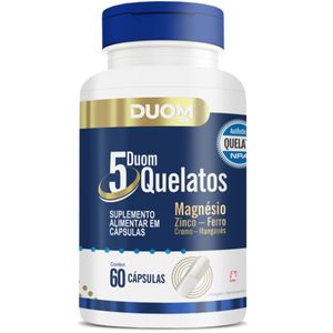 DUOM 5 QUELATOS - MAGNÉSIO, ZINCO, FERRO, CROMO E MANGANÊS 60 CÁPSULAS - DUOM