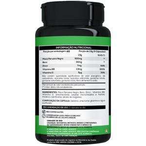 MACA PERUANA NEGRA COM BORO + VITAMINAS B6 + D + ZINCO 120 CAPSULAS - BIONUTRI