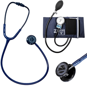 Kit Estetoscópio BIC Eternity + Esfigmomanômetro Pamed Com Bolsa - Enfermagem e Medicina CORES:AZUL BLACK