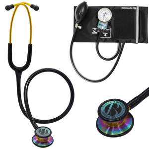 Kit Estetoscópio BIC Eternity + Esfigmomanômetro Pamed Com Bolsa - Enfermagem e Medicina CORES:BLACK RAINBOW