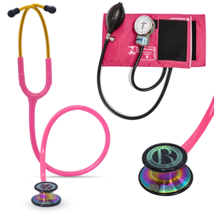 Kit Estetoscópio BIC Eternity + Esfigmomanômetro Pamed Com Bolsa - Enfermagem e Medicina CORES:ROSA CHICLÉ